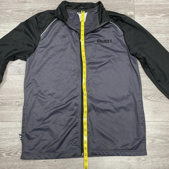 AND1 Basketball Full Zip Jacket Gray Black M - Picture 9 of 16